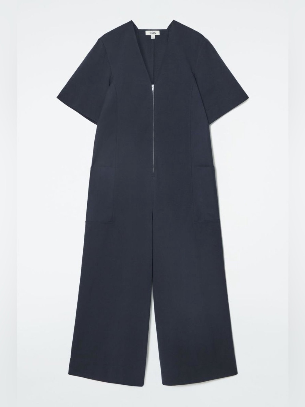 COS Panelled V-Neck Jumpsuit, Navy, Women’s XS